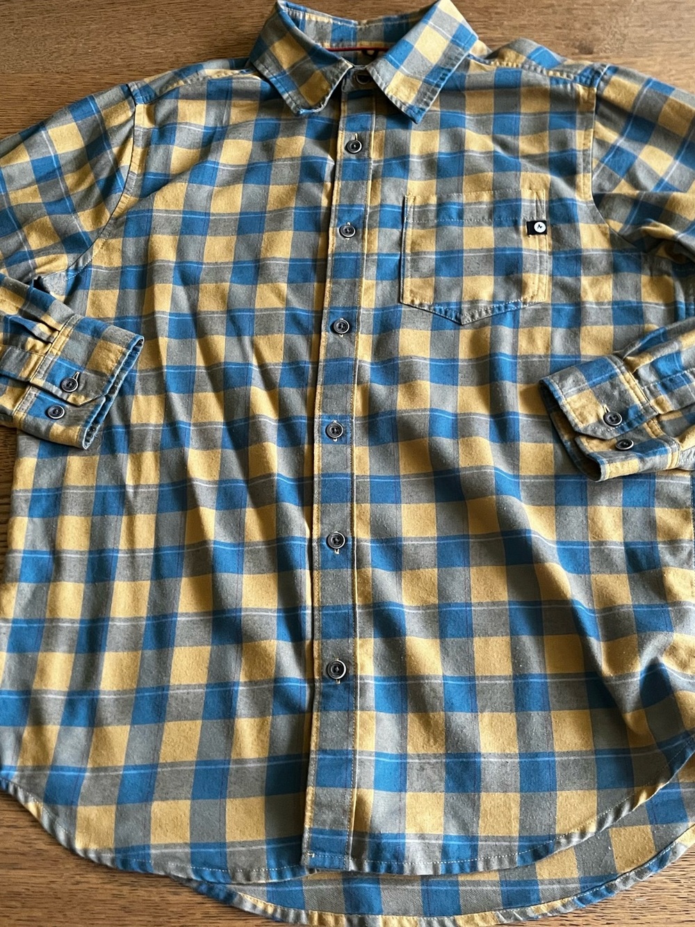 Marmot Plaid Shirt in Mustard and Teal - Picture 7 of 8